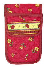 French sunglasses case (flower pattern. bordeaux x yellow) - Click Image to Close